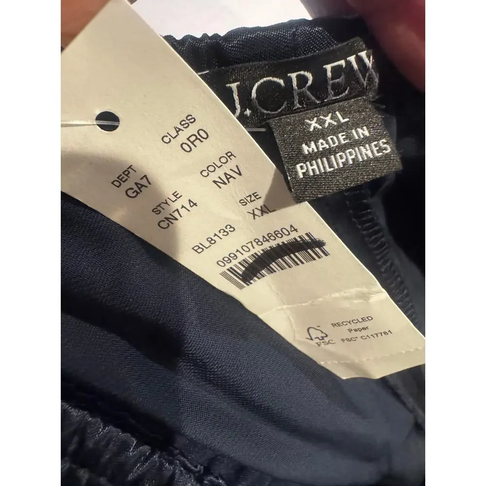 J. Crew Womens Petite Cosmo Pant Stretch In Luster Charmeuse Navy Size XXL NWT